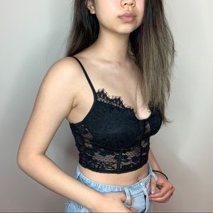 black lace strappy bralet